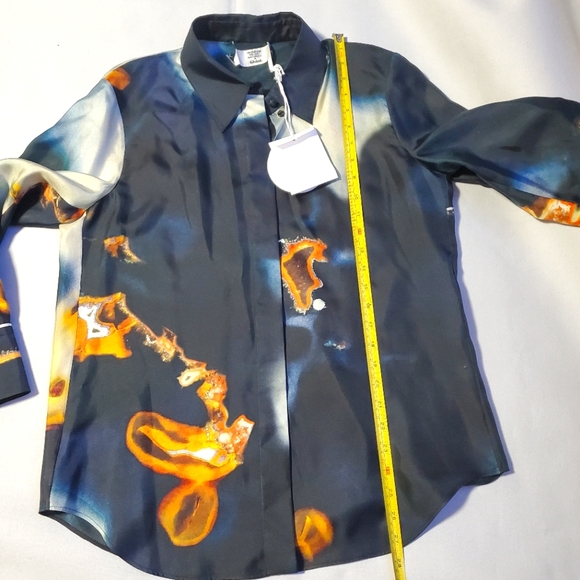 NWT $1950 Chloe Geode Print Twill Patterned Classic Silk Button Blouse Sz 40 (8) - Picture 14 of 16